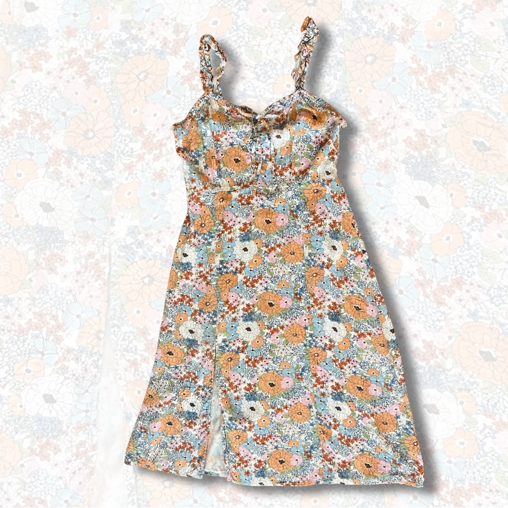 Japna Floral Dress - Orange, Blue, White